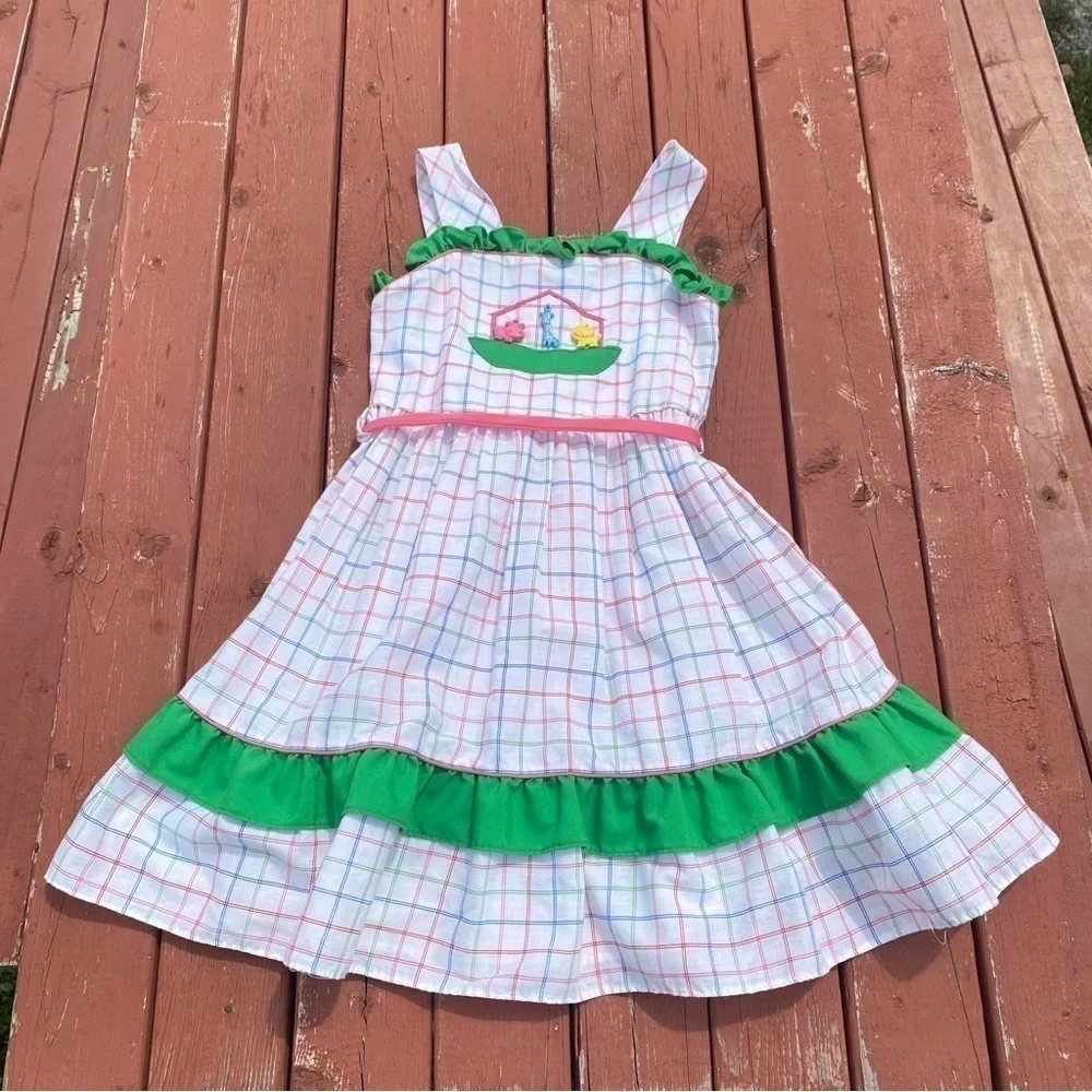 Polly Flinders Vintage Dress 6X Primary Color Plastic Bead Animal Embellish RARE